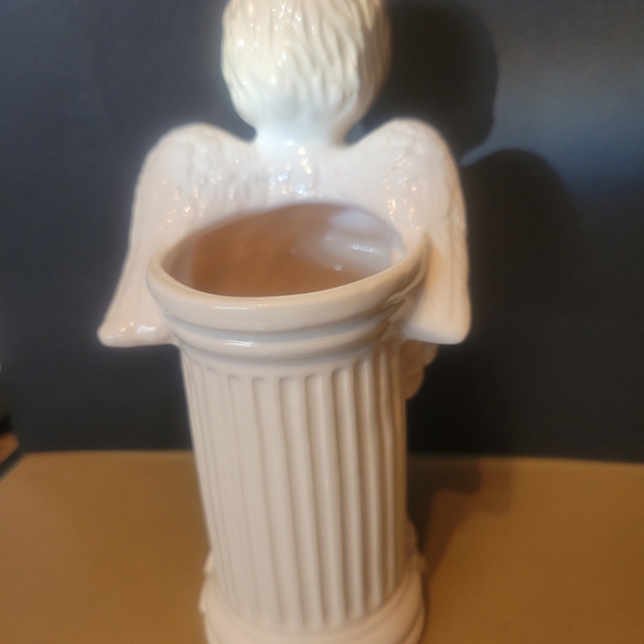 Vintage Winged Cupid Porcelain Vase - Picture 2 of 4